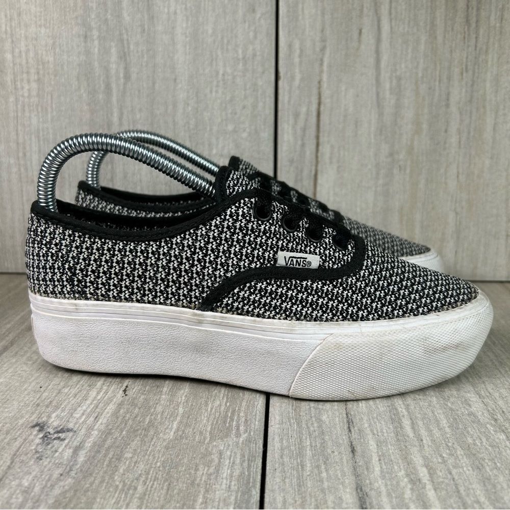 Vans Authentic Platform 2.0 Black White Plaid Chunky Sneaker Shoe Women Size 6.5